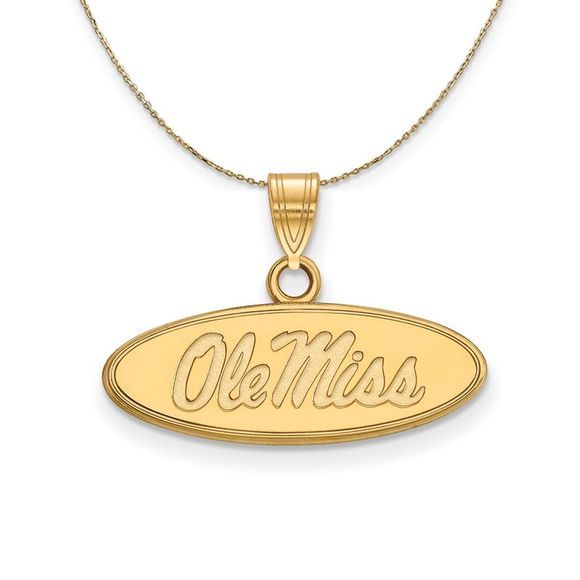 14k Yellow Gold U. of Mississippi Sm 'Ole Miss' Necklace - 22 In